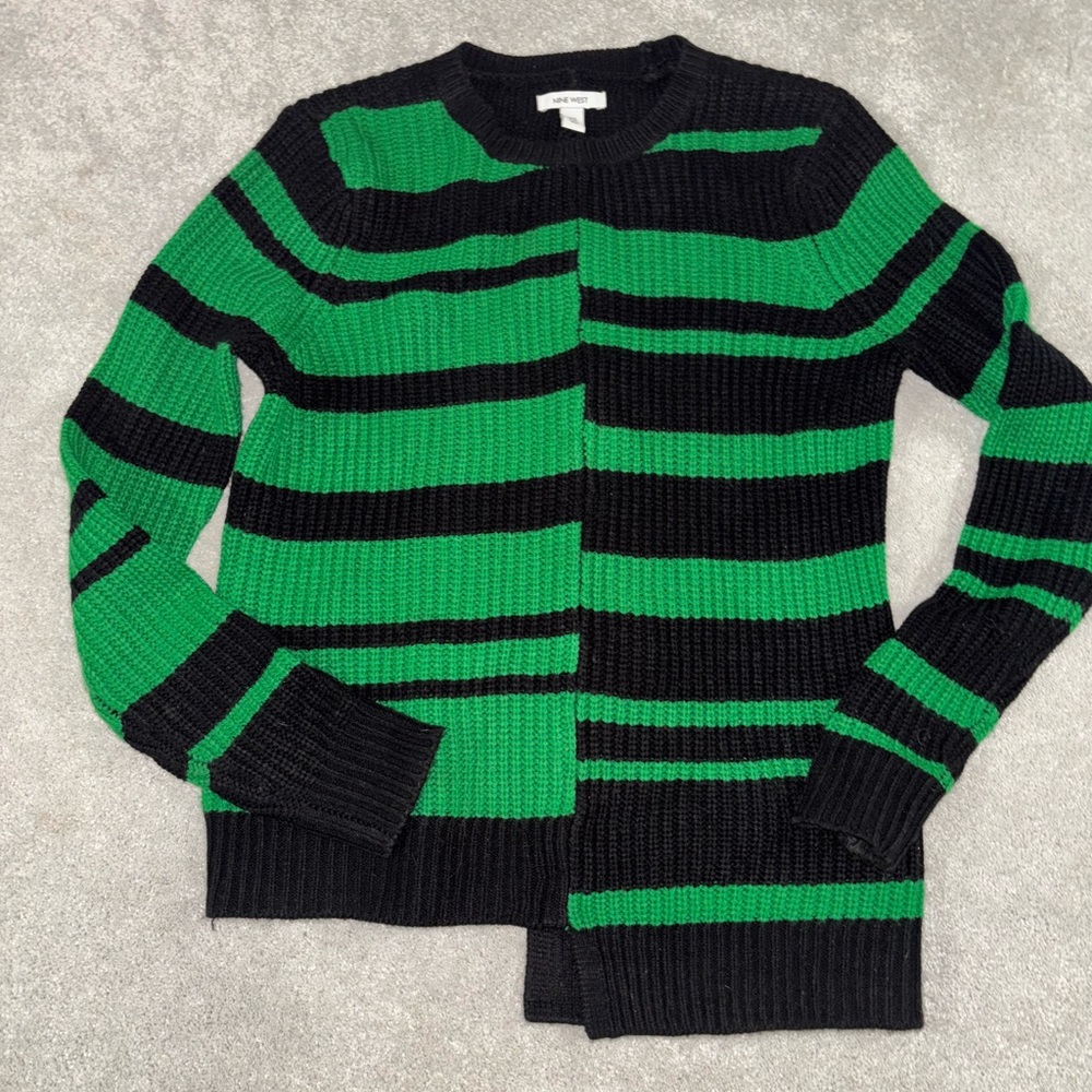 Nine West XS‎ Green And Black Knit Sweater